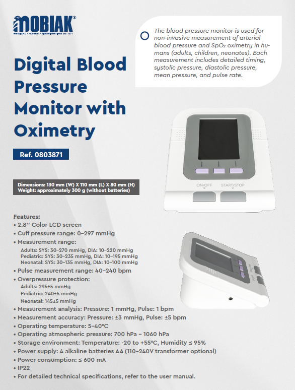 Digital Blood Pressure Monitor with Oximetry