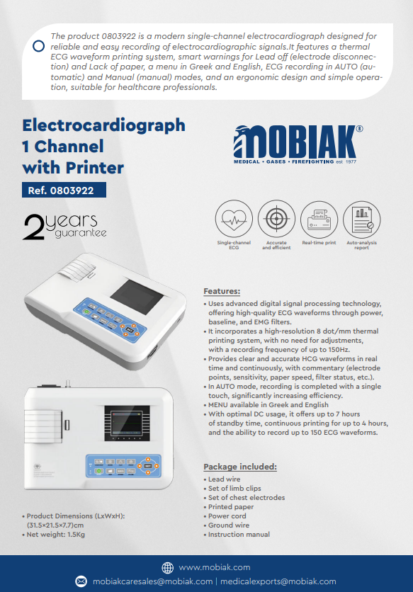 Electrocardiograph 1 Channel with Printer